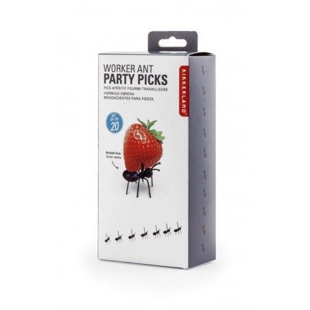 Set 20 formiche porta cibo per aperitivi Kikkerland Worker Ant Party Picks Set 20 formiche porta cibo per aperitivi Kikkerland Worker Ant Party Picks