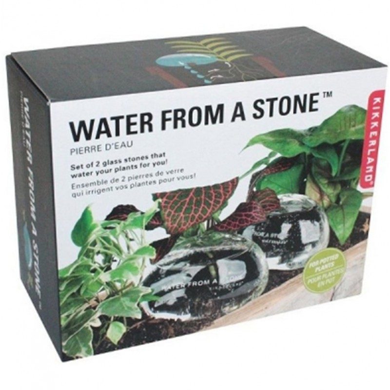 Kit di due pietre in vetro per irrigare le piante Kikkerland Water from a Stone