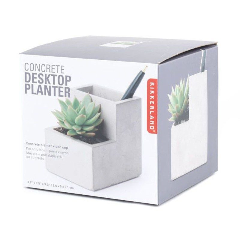 Porta penne e vasetto Kikkerland Small Concrete Desktop Planter