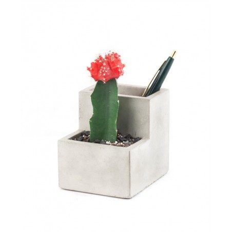 Porta penne e vasetto Kikkerland Small Concrete Desktop Planter Porta penne e vasetto Kikkerland Small Concrete Desktop Planter