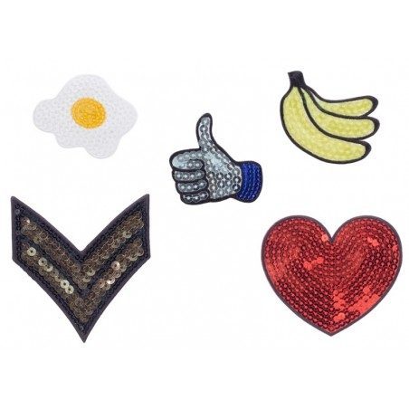Set di 5 toppe termoadesive per tessuto Kikkerland Sequin Iron-on Patches Set di 5 toppe termoadesive per tessuto Kikkerland Sequin Iron-on Patches