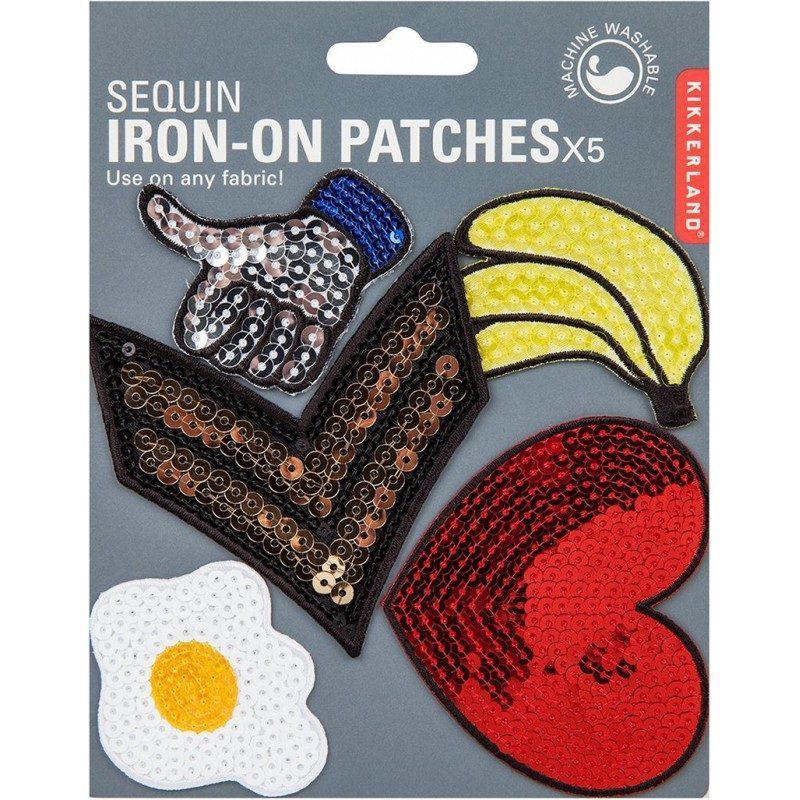 Set di 5 toppe termoadesive per tessuto Kikkerland Sequin Iron-on Patches