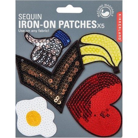 Set di 5 toppe termoadesive per tessuto Kikkerland Sequin Iron-on Patches Set di 5 toppe termoadesive per tessuto Kikkerland Sequin Iron-on Patches