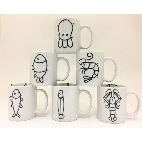 Tazza mug in porcellana pesci Belin Tazza mug in porcellana pesci Belin
