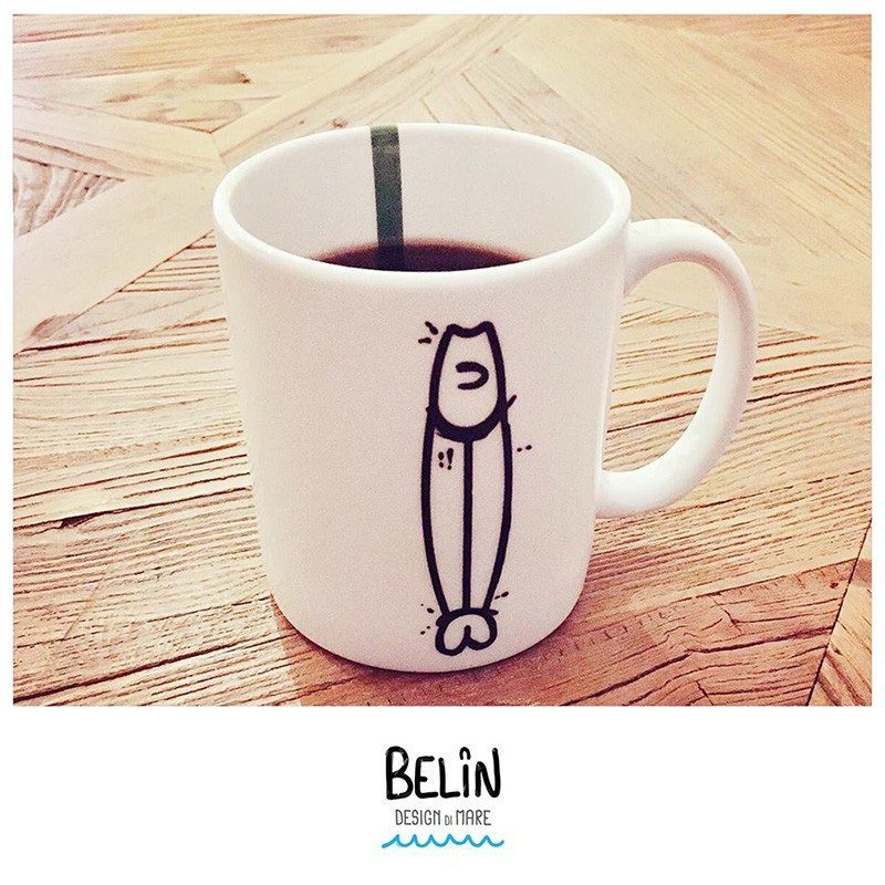 Tazza mug in porcellana pesci Belin