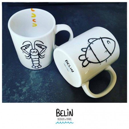 Tazza mug in porcellana pesci Belin Tazza mug in porcellana pesci Belin