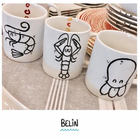Tazza mug in porcellana pesci Belin Tazza mug in porcellana pesci Belin