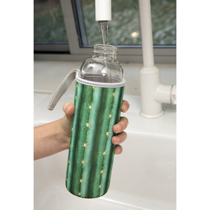 Bottiglietta vetro con custodia Kikkerland Cactus Glass Bottle + Sleeve