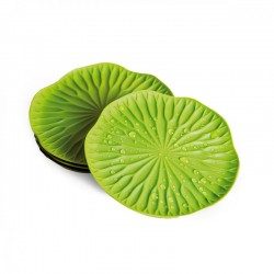 Set 4 sottobicchieri Qualy Bai Bua Lotus in plastica verde