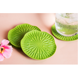 Set 4 sottobicchieri Qualy Bai Bua Lotus in plastica verde 2