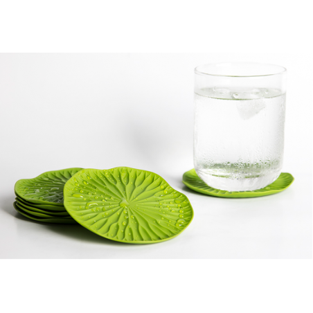 Set 4 sottobicchieri Qualy Bai Bua Lotus in plastica verde