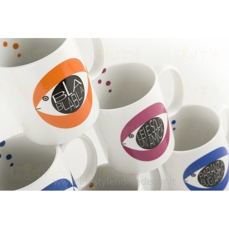 Mug tazza in porcellana con pesci Paranza Bugiarda