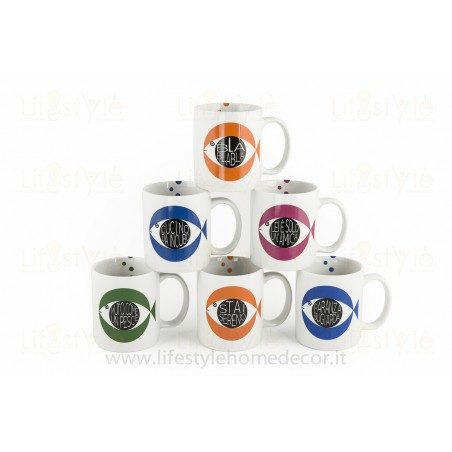 Mug tazza in porcellana con pesci Paranza Bugiarda