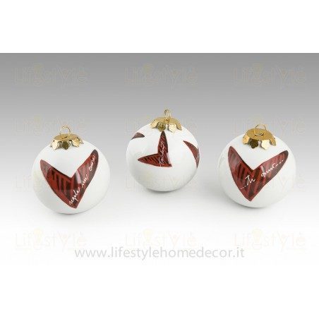 Palla di Natale in porcellana Tribù Cuori