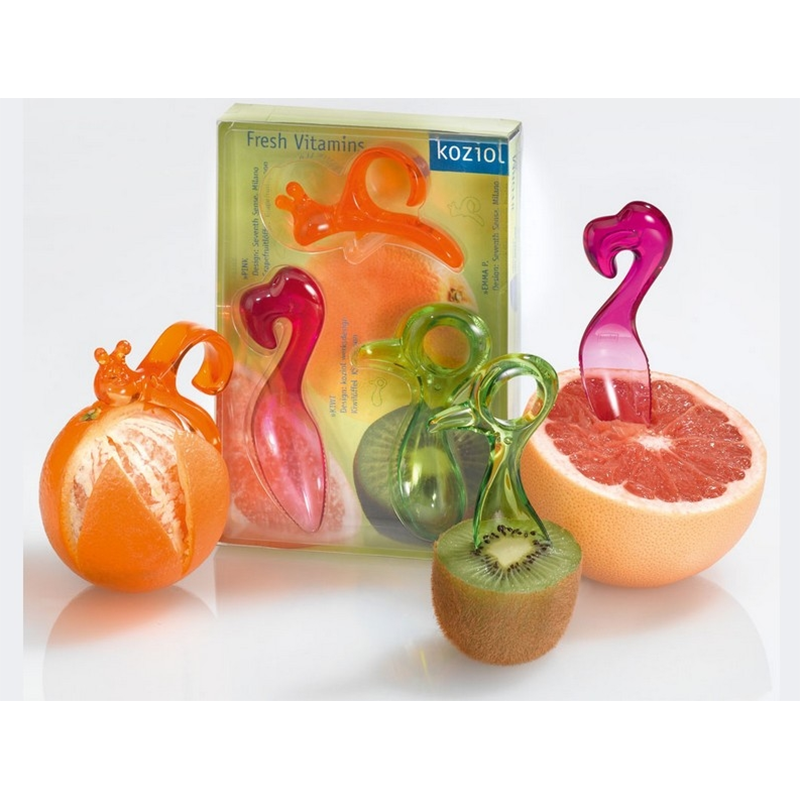 Koziol Set 3 utensili per frutta Koziol Fresh Vitamins verde-arancio-rosa 