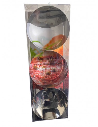 Set 4 pezzi coppapasta rotondi in acciaio Kitchen World
