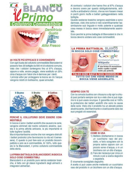 Collutorio in polvere naturale commestibile in busta Blancodent