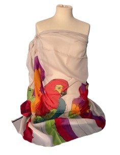 Pareo copricostume con pappagalli