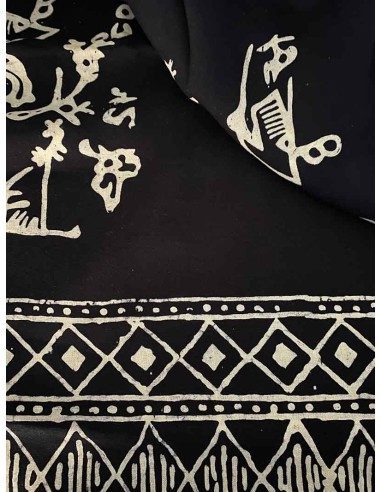 Pareo copricostume in viscosa con stampa con pesci e simboli