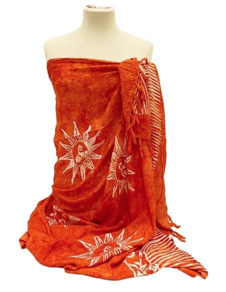 Pareo copricostume in viscosa con stampa soli Pareo copricostume in viscosa con stampa soli