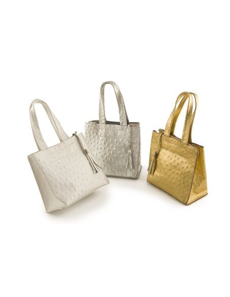 Borsetta a mano in vera pelle stampa struzzo Borsetta a mano in vera pelle stampa struzzo