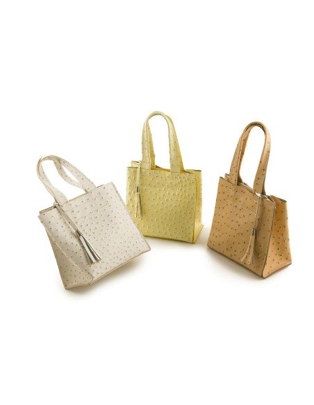 Borsetta a mano in vera pelle stampa struzzo Borsetta a mano in vera pelle stampa struzzo