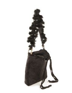 Borsa in tessuto nero e pelliccia di coniglio Kontessa 2