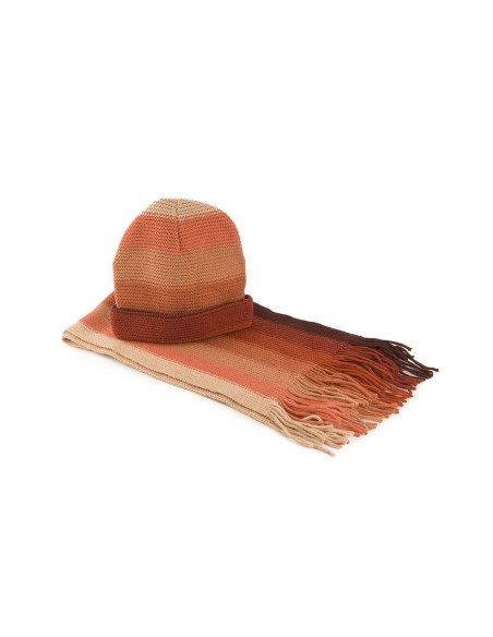Completo sciarpa e cappello di maglia a righe
