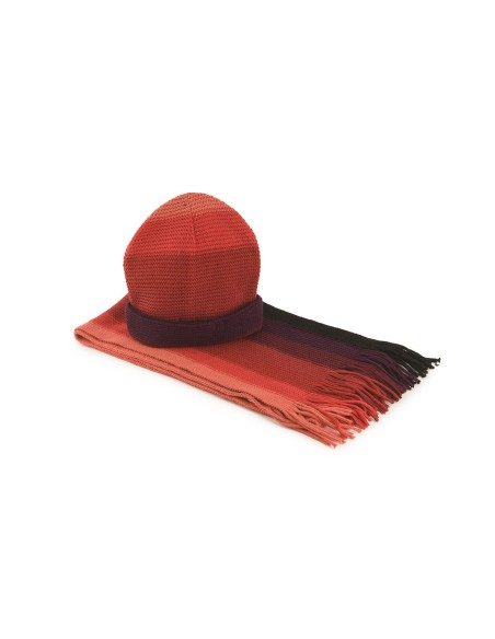 Completo sciarpa e cappello di maglia a righe