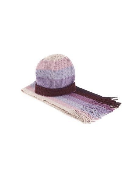 Completo sciarpa e cappello di maglia a righe