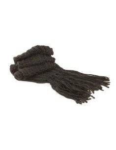Sciarpa di maglia nera con frange