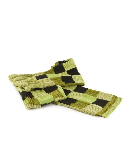 Sciarpa di maglia double face verde e nera
