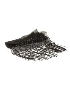 Stola sciarpa elegante in tulle nero e ricami di perline