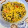Cous cous allo zafferano con cozze e verdure