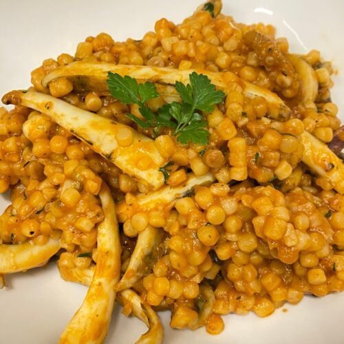 Fregola sarda risottata con seppie