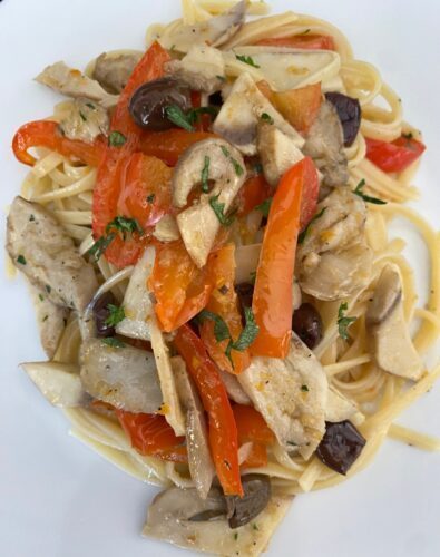 Linguine porcini e peperone